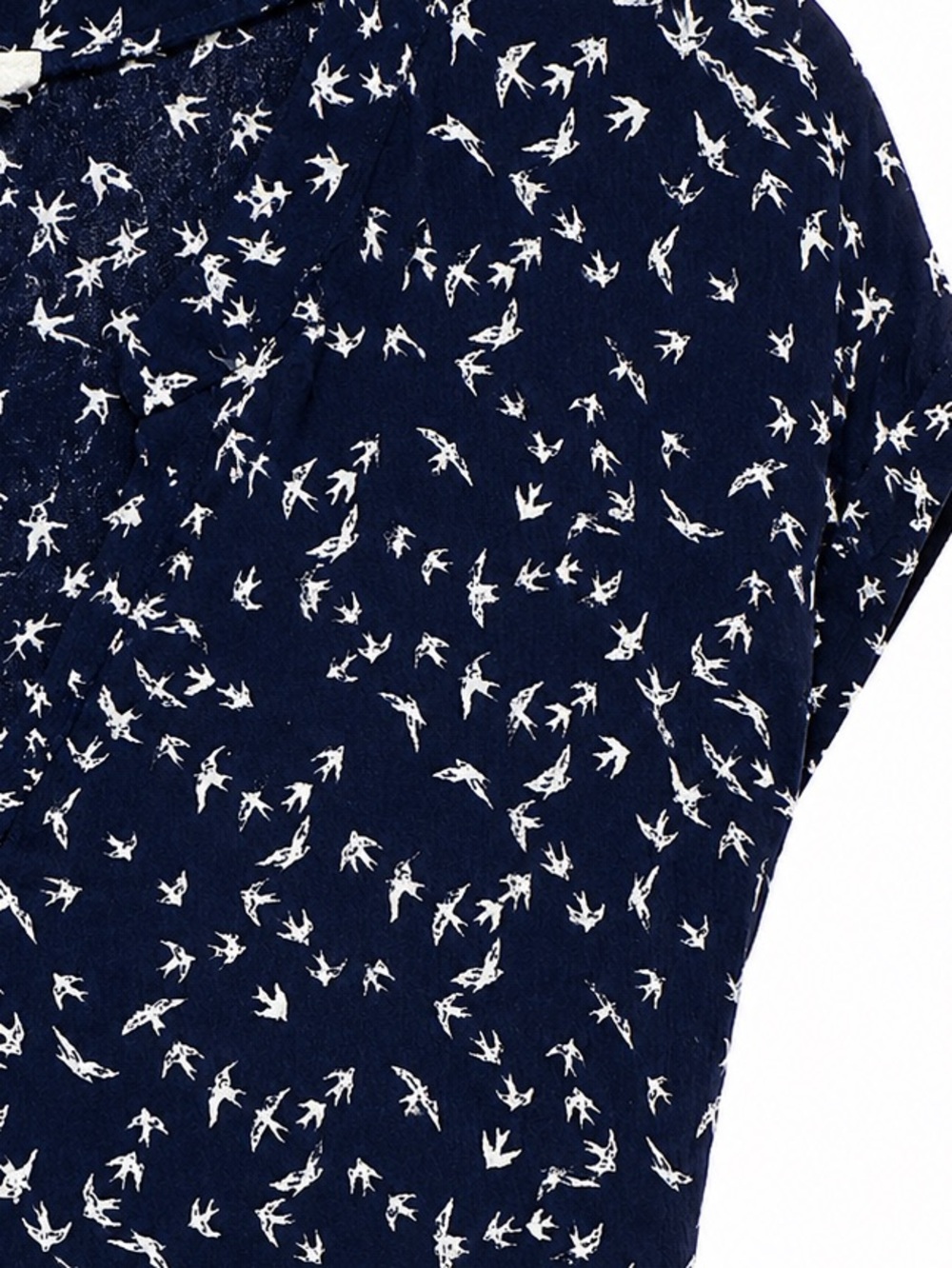 Lelis Collection XL Navy Dove Bird Print Tie Front Blouse Cap Sleeve‎ Casual Top - Picture 4 of 5